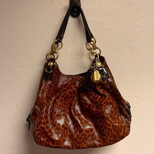 COACH Rare Vintage Madison Maggie Ocelot Leopard Shoulder Bag